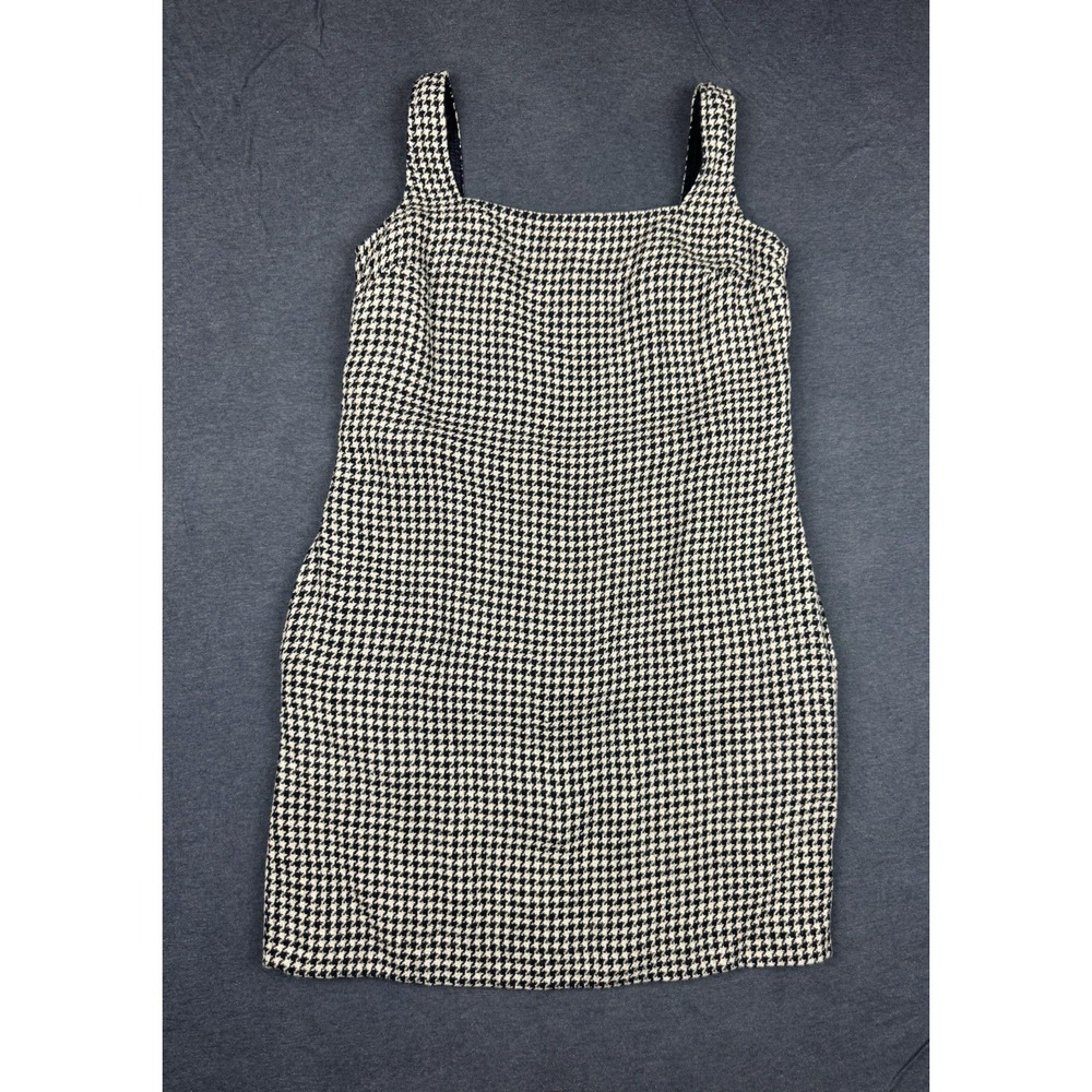 Lauren Ralph Lauren Linen Silk Houndstooth Navy & White Shift Dress Women's 10